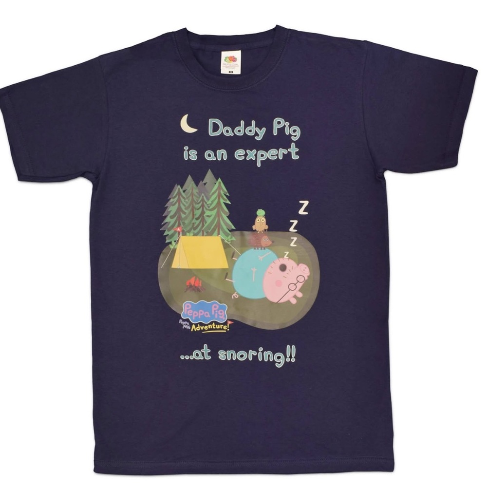 Peppa Pig Daddy Snoring Graphic T-Shirt Sz L Funny Cartoon